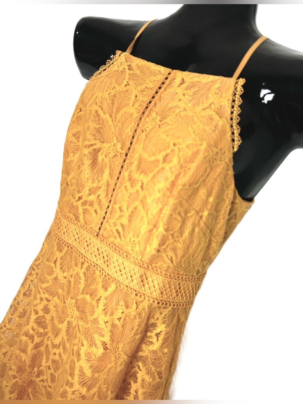 ANTONIO MELANI Yellow Lace Midi Dress *NWOT - Picture 7 of 16